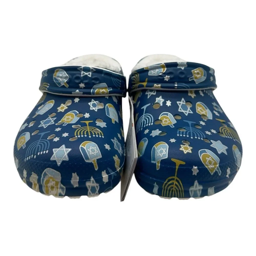 Crocs Classic Lined Hanukkah Clogs Toddler‎ Sz C12 Blue Slip On Shoes 209327-90H